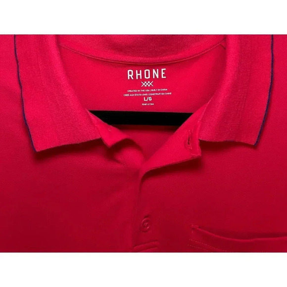 Rhône Men’s Outdoor Stretch Golf Performance Polo Red Size Large - Picture 5 of 6